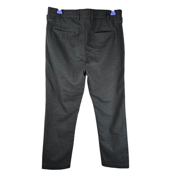 Garbstore Green Wool-Blend Straight-Leg Trousers Dual Button Detail Back Welt Po - Picture 2 of 7